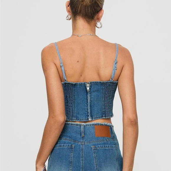 Princess Polly Vihaan Top Blue Wash - New With Tags - Picture 5 of 11